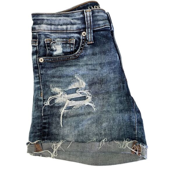 American Eagle outfitters Women’s Jean Shorts SZ 2 High Waisted Distressed Look - Picture 1 of 6